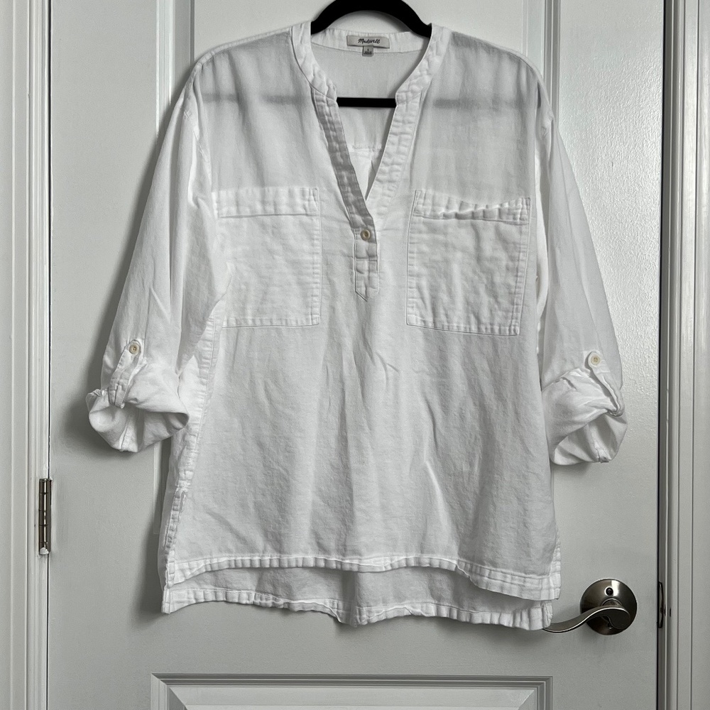 Madewell 100% Cotton Roll-Tab Sleeve Shirt - Size Large